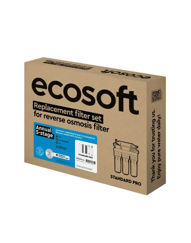 Ecosoft Standard metinis 6 pakopų reversinės osmoso filtrų rinkinys